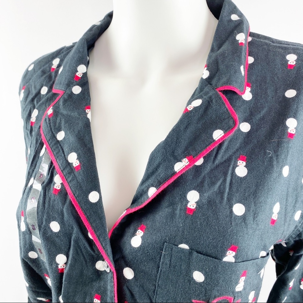 Victoria's Secret Black Flannel Snowman Pajamas - Picture 6 of 10